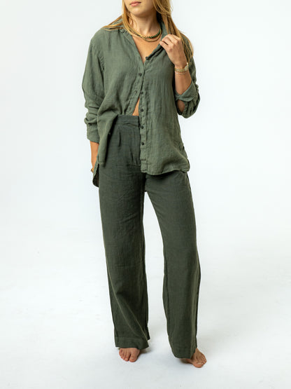 The Blake Oversized Button-Up - Palm Green