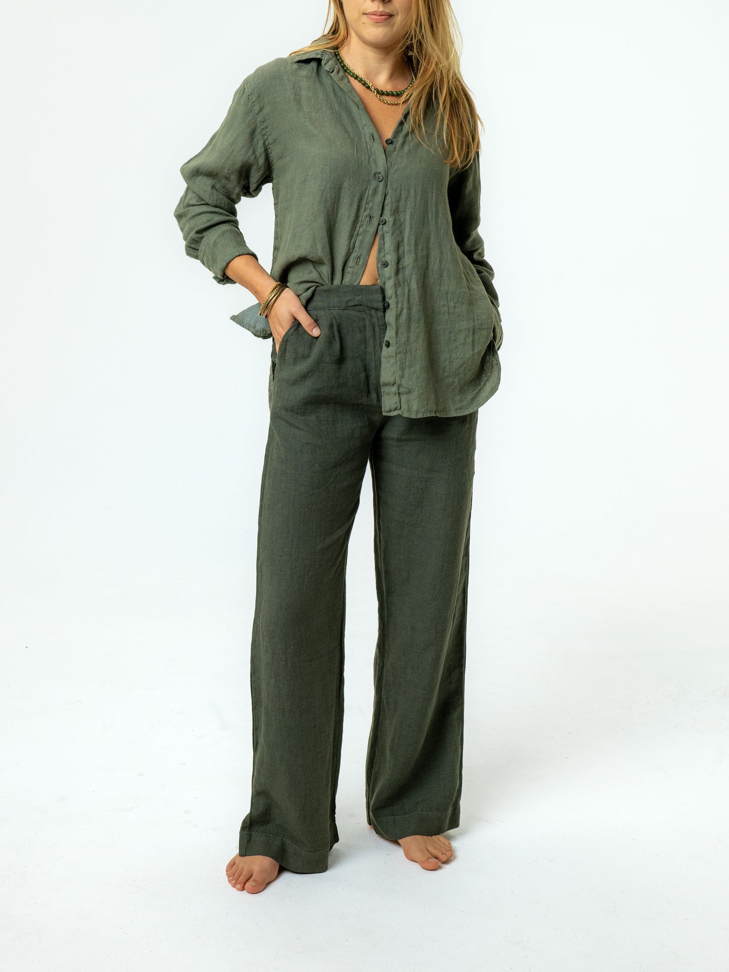 The Blake Oversized Button-Up - Palm Green