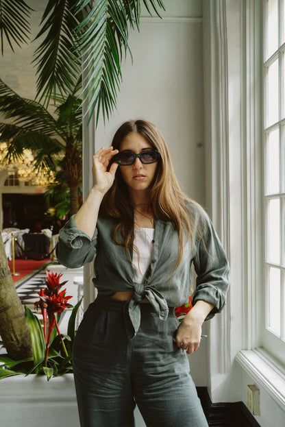 The Blake Oversized Button-Up - Palm Green